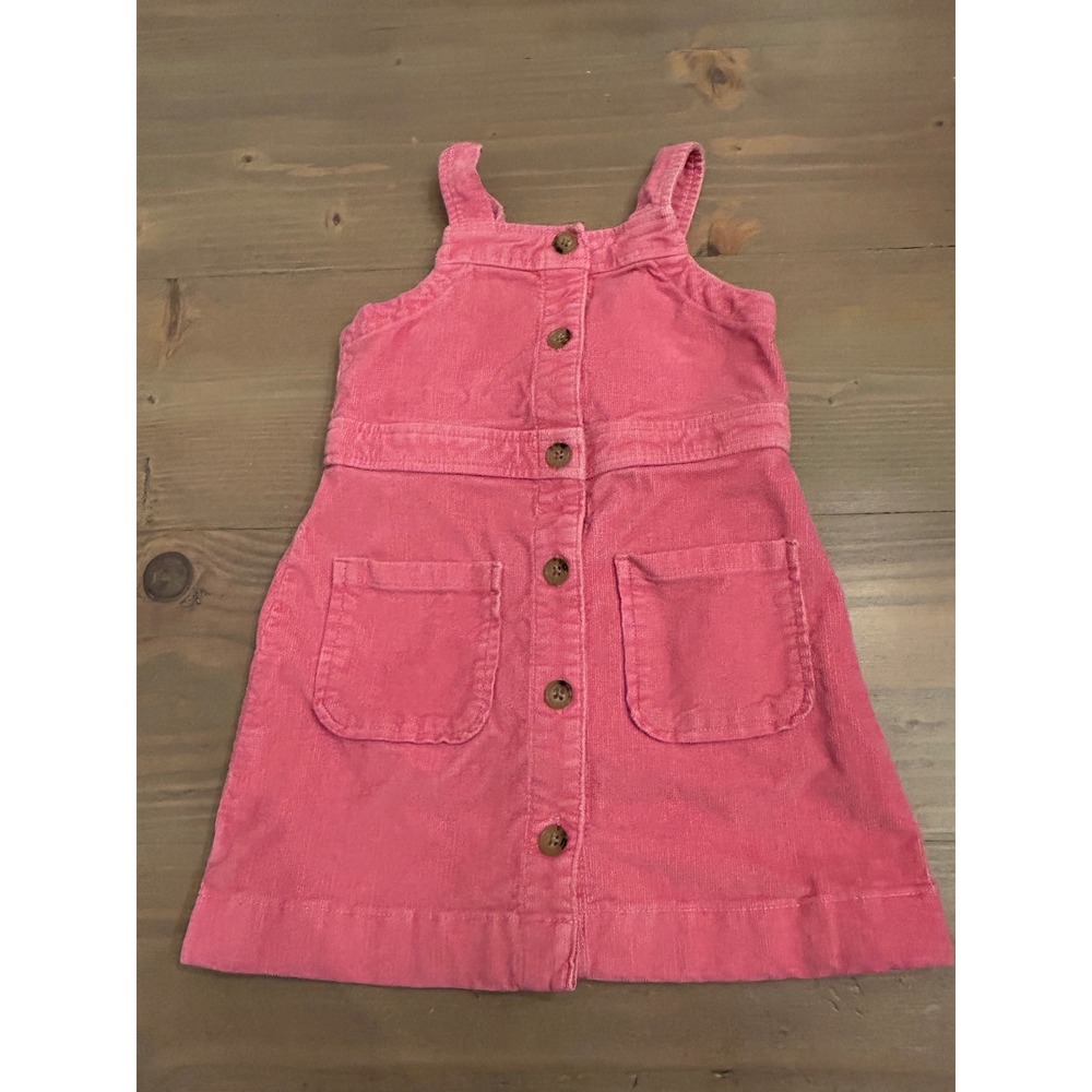 Kk13 Crewcuts J.Crew Girls Pink‎ Corduroy Jumper Dress Button Front Size 4